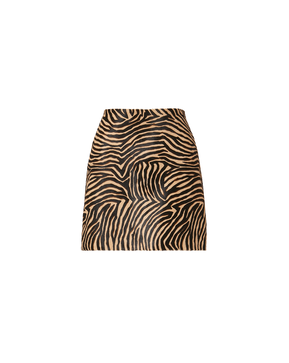 Veronica Beard Brown zebra-print calf hair mini skirt.