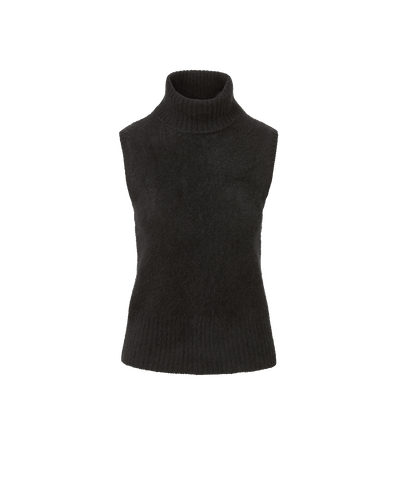 Veronica Beard Black sleeveless knit turtleneck sweater.
