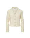 Veronica Beard Cream knit V-neck button-front cardigan sweater.