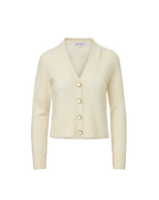 Veronica Beard Cream knit V-neck button-front cardigan sweater.