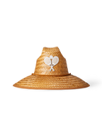Veronica Beard Racquet Straw Hat Brown/White