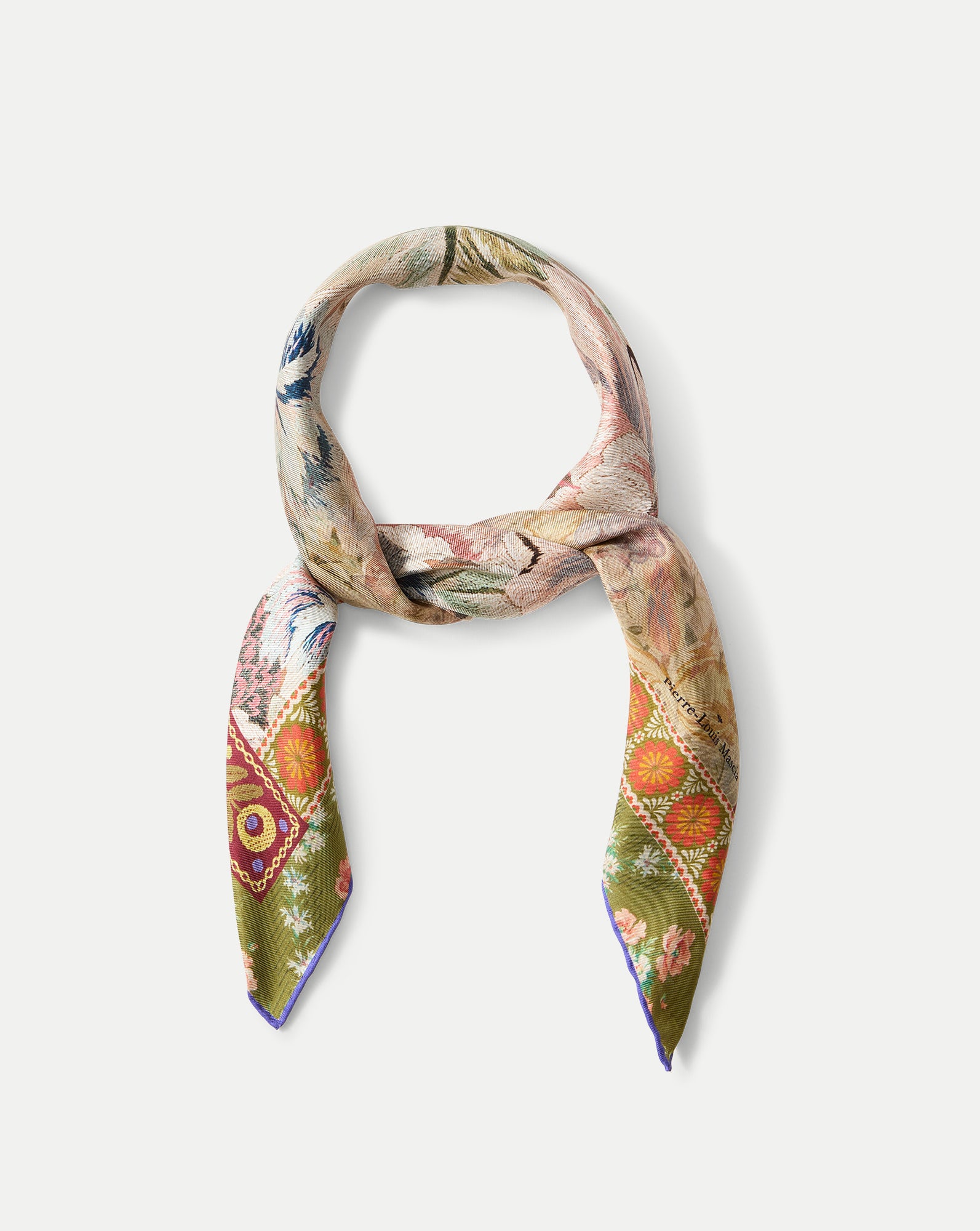 Veronica Beard Floral Bandana Silk Scarf - Orange Multi