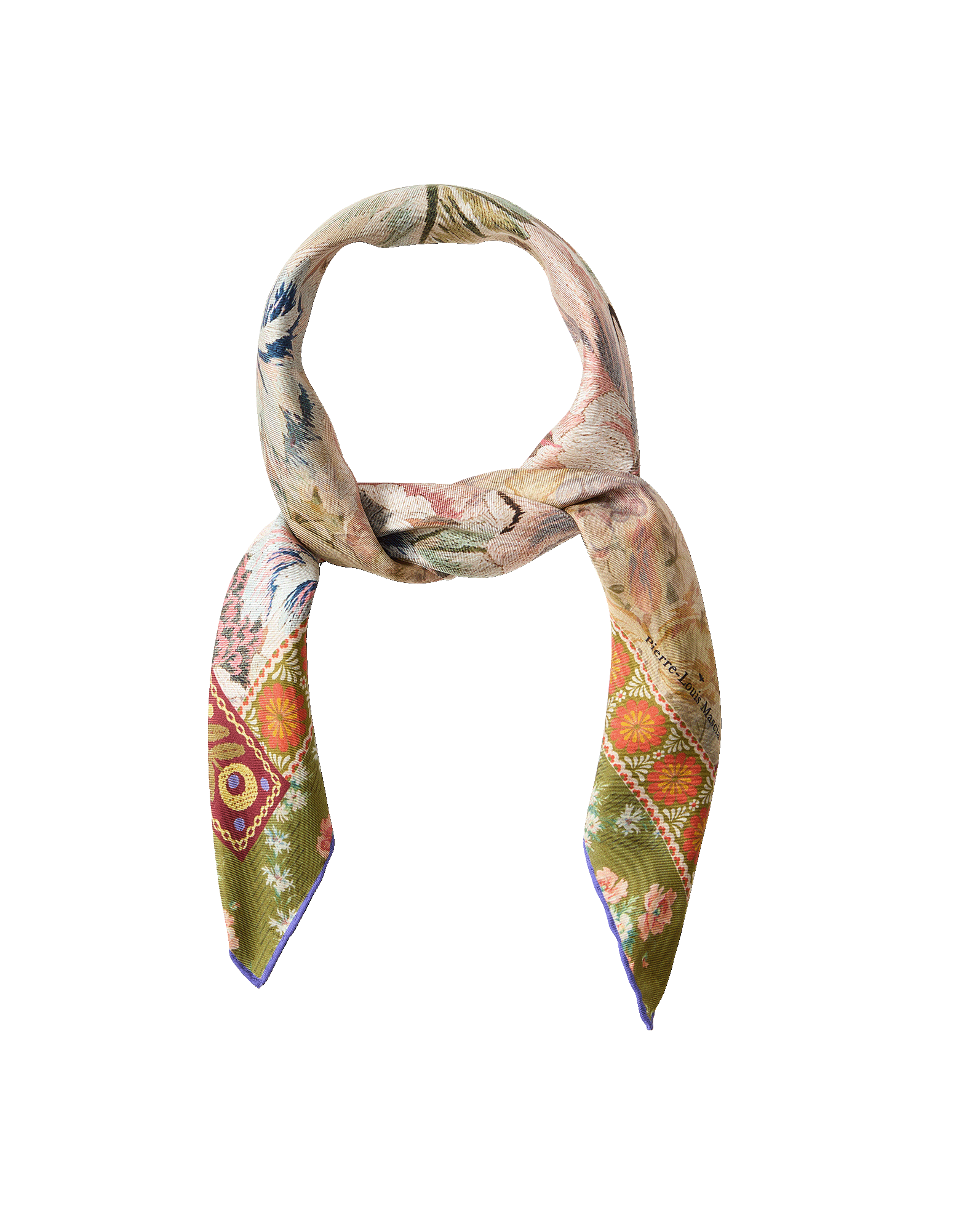 Pierre-Louis Mascia 花柄スカーフ 約140cm Floral Bandana Silk Scarf in Orange Multi | Veronica Beard