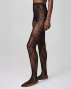Veronica Beard Floral Lace Tights - Black