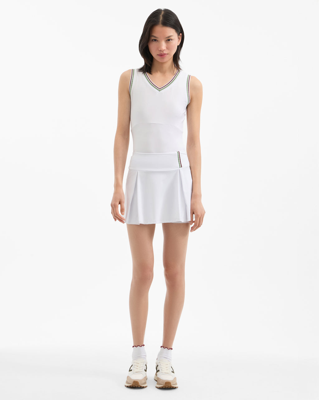 Veronica Beard Deuce Pleated Tennis Skort - White
