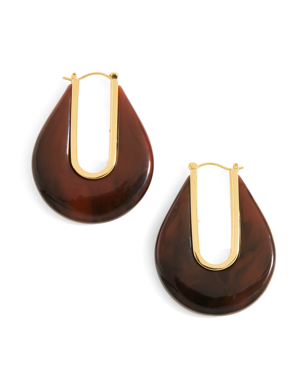 Veronica Beard Resin Drop Hoop Earring Chocolate