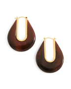 Veronica Beard Resin Drop Hoop Earring Chocolate