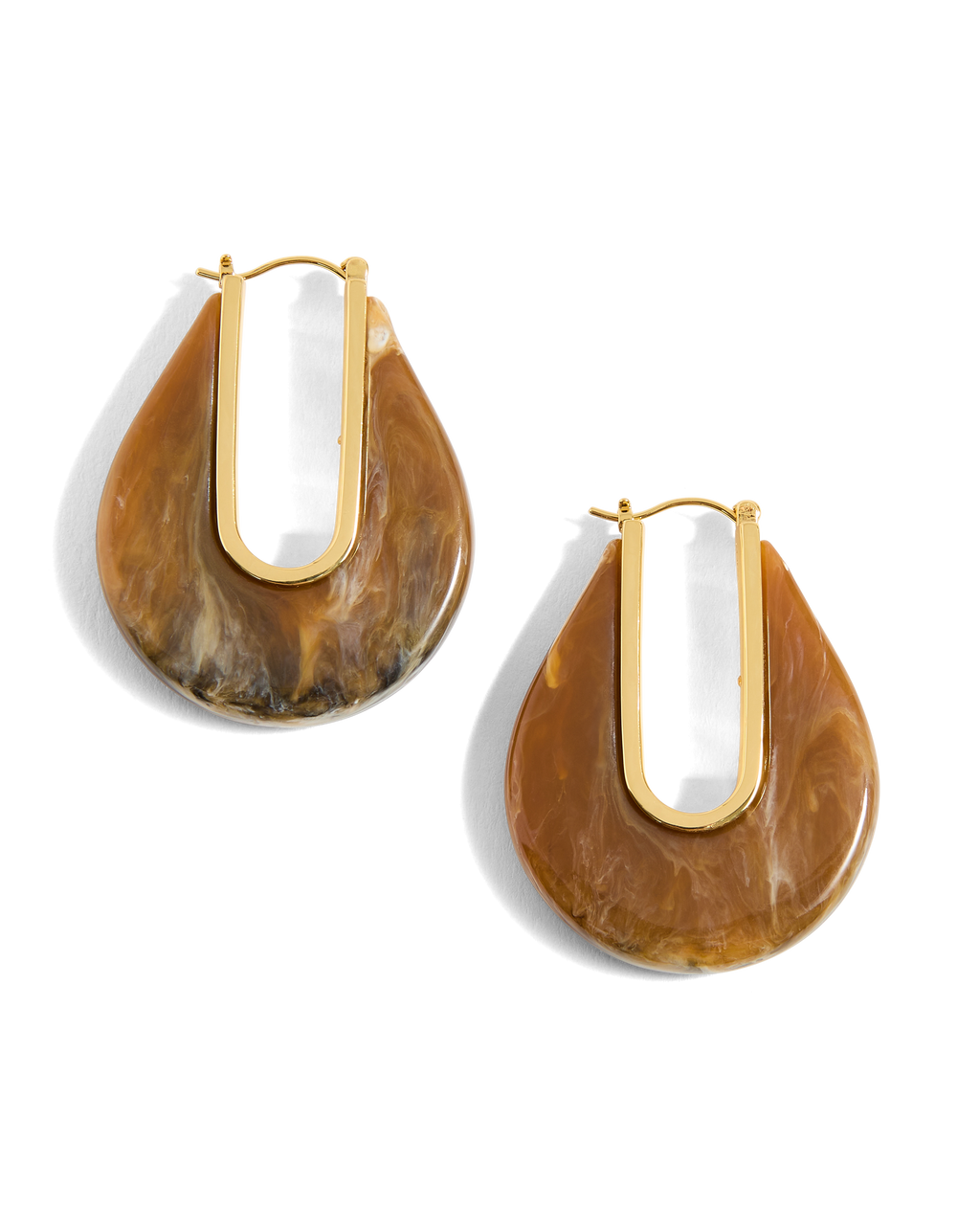 Veronica Beard Resin Drop Hoop Earring Caramel Multi
