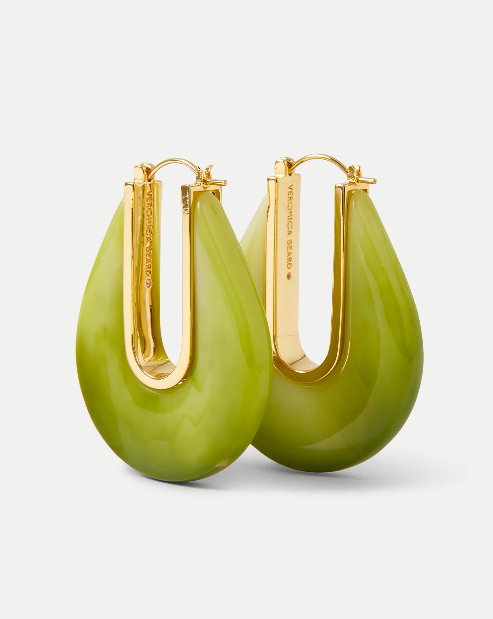 Veronica Beard Resin Drop Hoop Earring - Light Pistachio