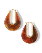 Veronica Beard Resin Drop Hoop Earrings Tortoise