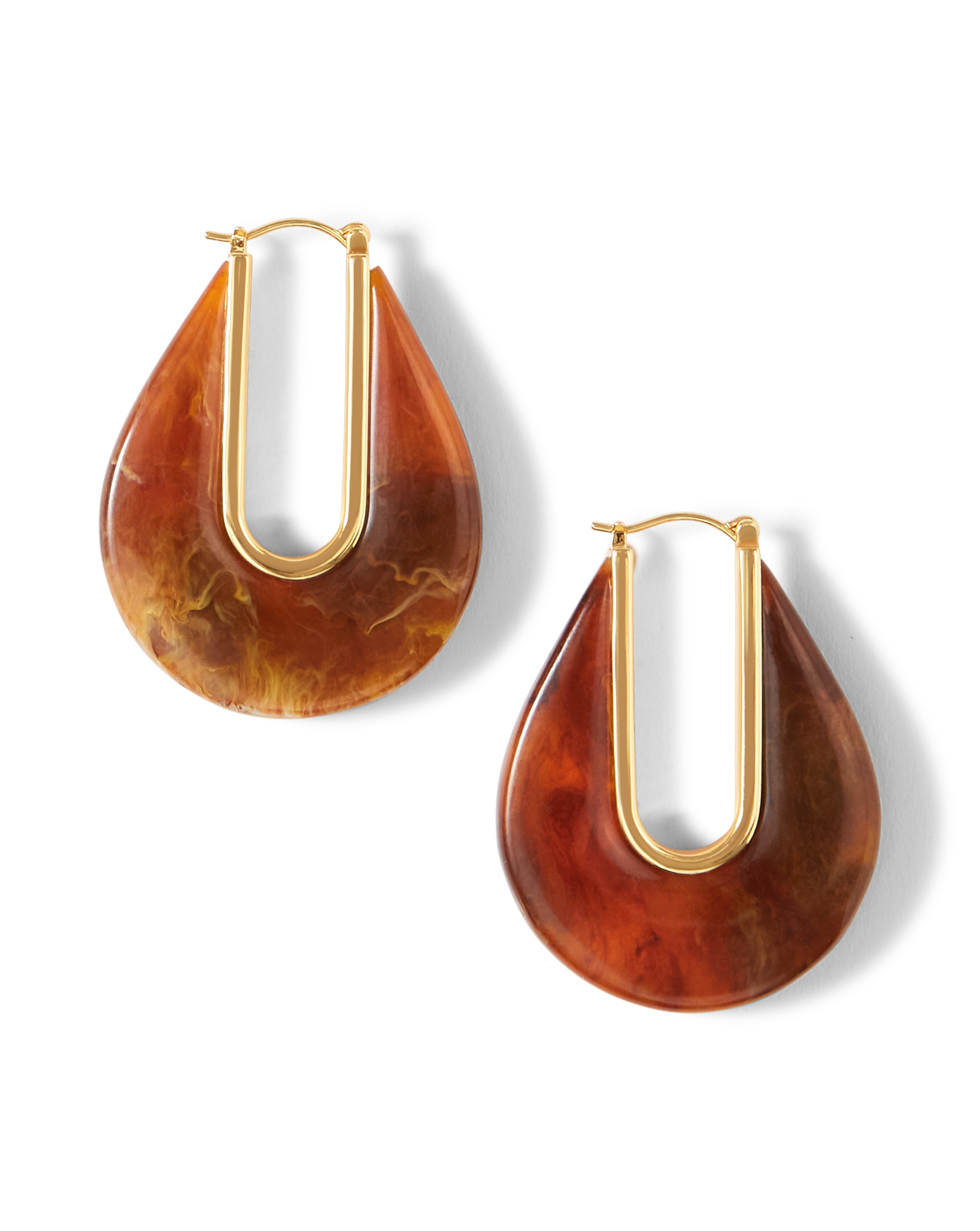 Veronica Beard Resin Drop Hoop Earrings Tortoise