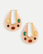 Veronica Beard Resin Embellished Drop Hoop - Pink Multi