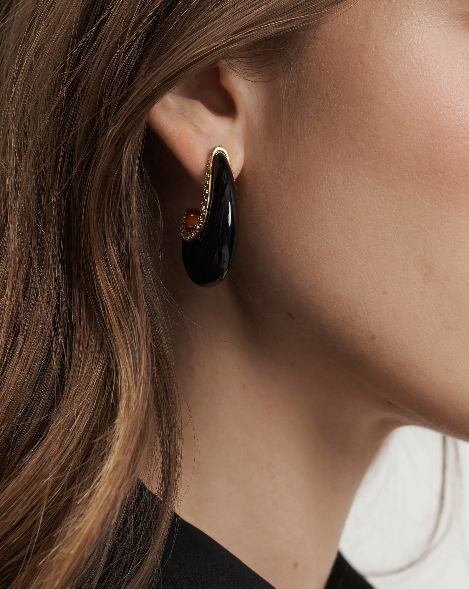 Resin J-Hoop Earring in Navy | Veronica Beard