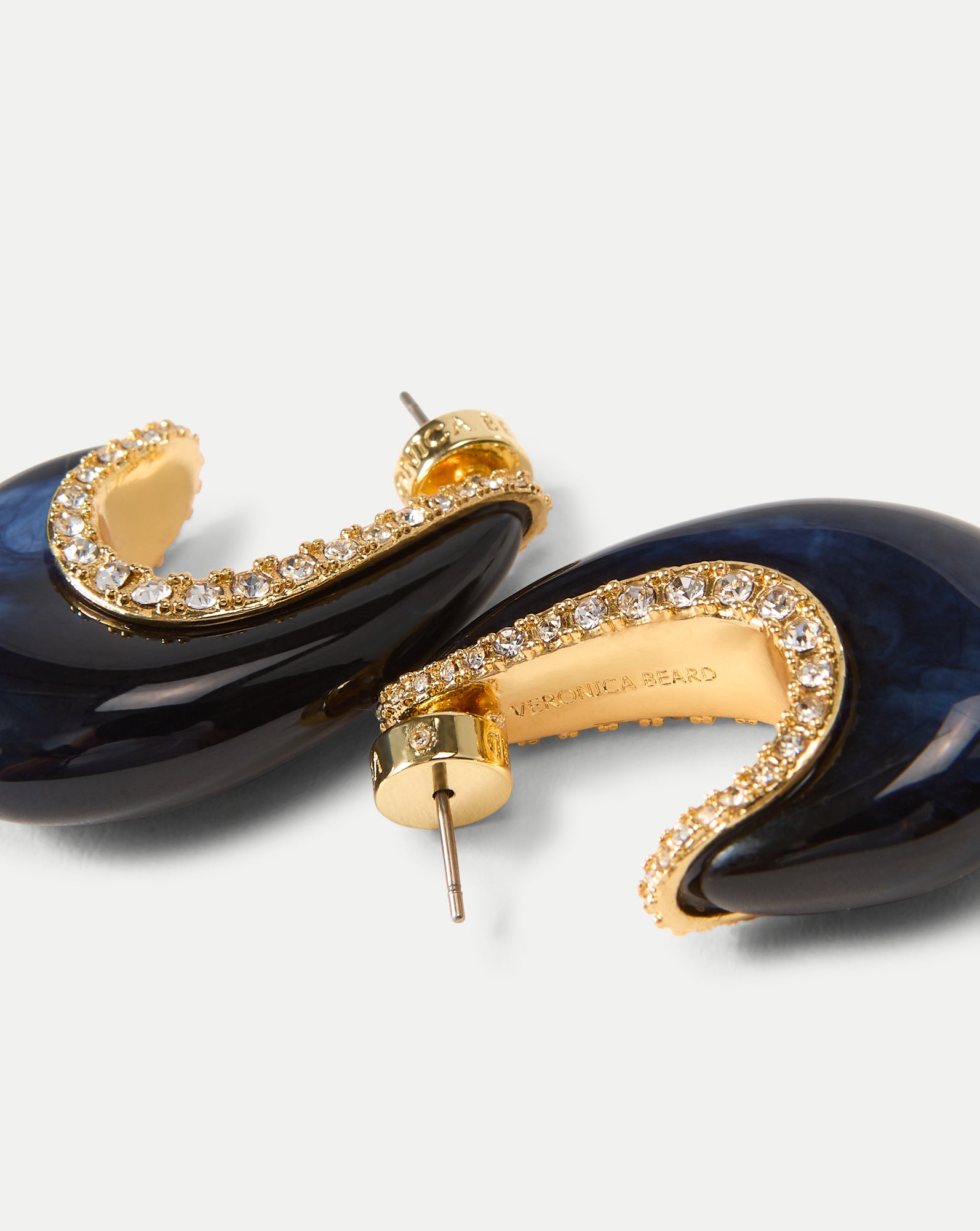Resin J-Hoop Earring in Navy | Veronica Beard