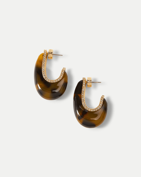 Resin J-Hoop Earring in Tortoise | Veronica Beard