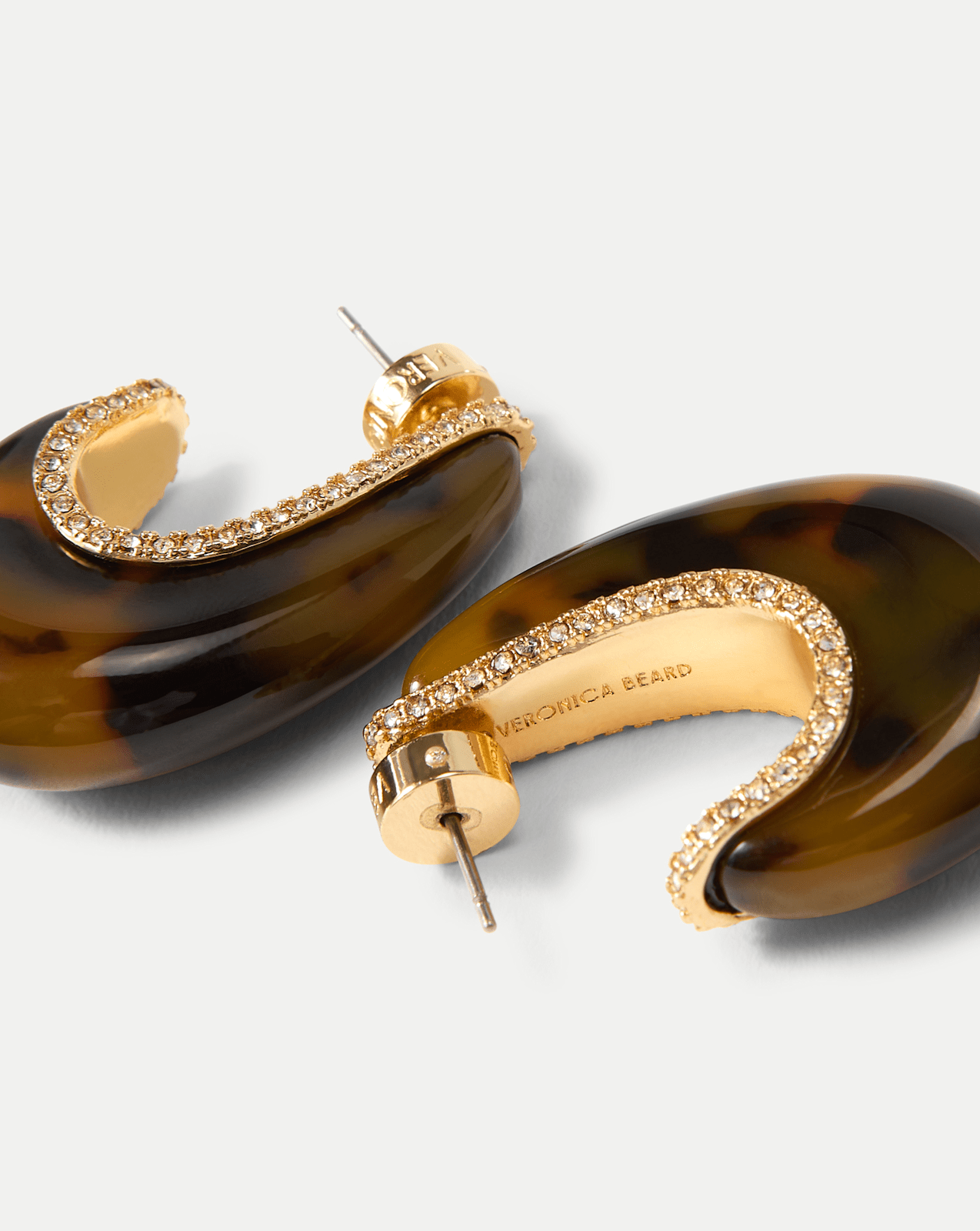 Resin J-Hoop Earring in Tortoise | Veronica Beard Resin J-Hoop Earring in Tortoise | Veronica Beard