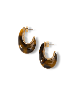 Veronica Beard Resin J-Hoop Earring Tortoise