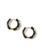 Veronica Beard Crystal and Enamel Huggie Hoop Black