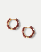 Veronica Beard Crystal and Enamel Huggie Hoop - Burgundy