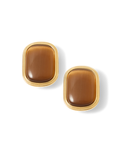 Veronica Beard Cat’s Eye Stone Earring Brown