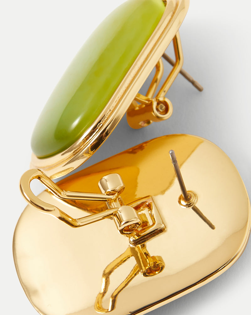 Veronica Beard Cat’s Eye Stone Earring - Light Pistachio