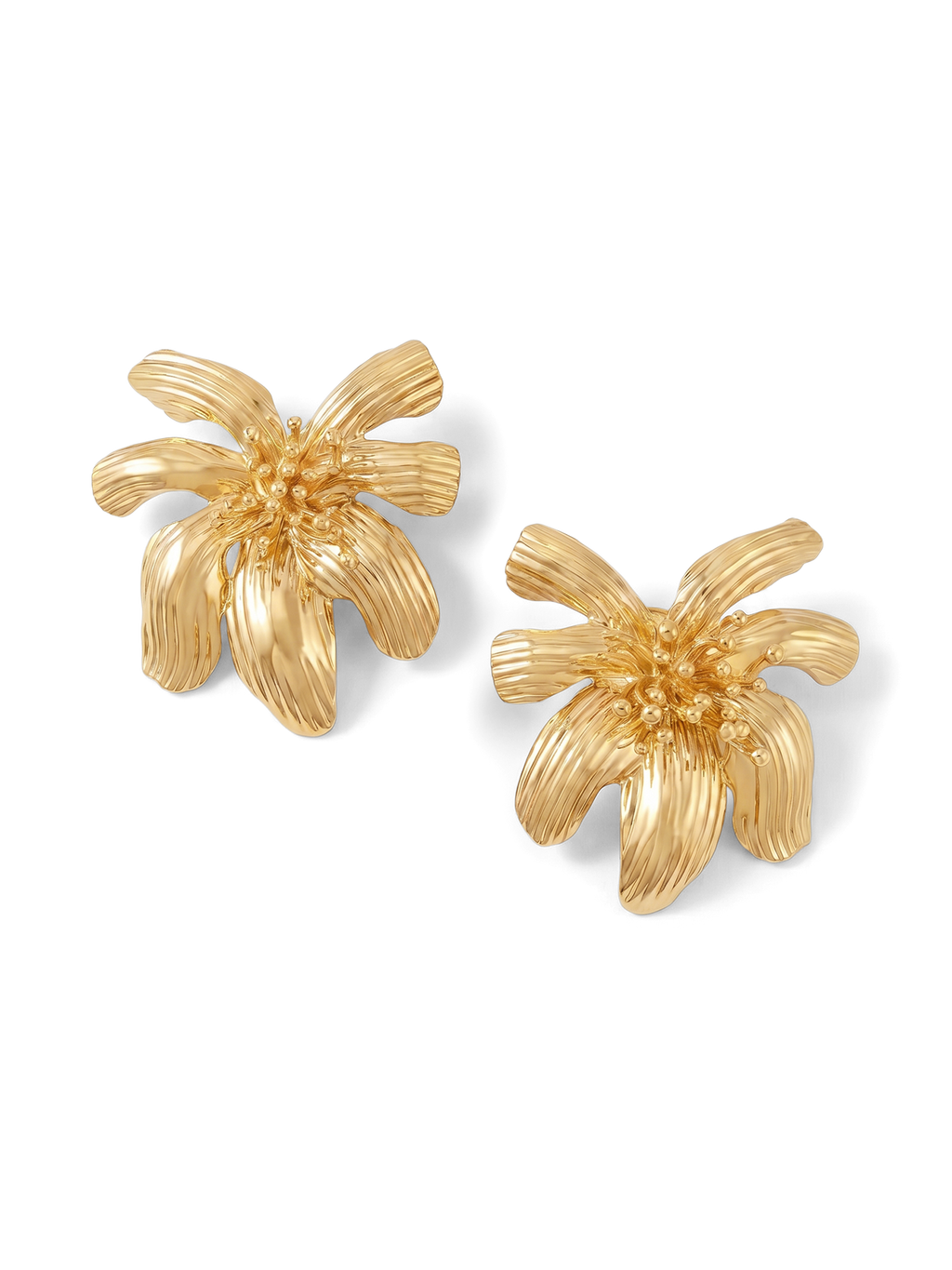 Veronica Beard Gold-toned floral earrings with textured petals and beaded