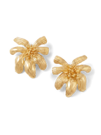 Veronica Beard Gold-toned floral earrings with textured petals and beaded