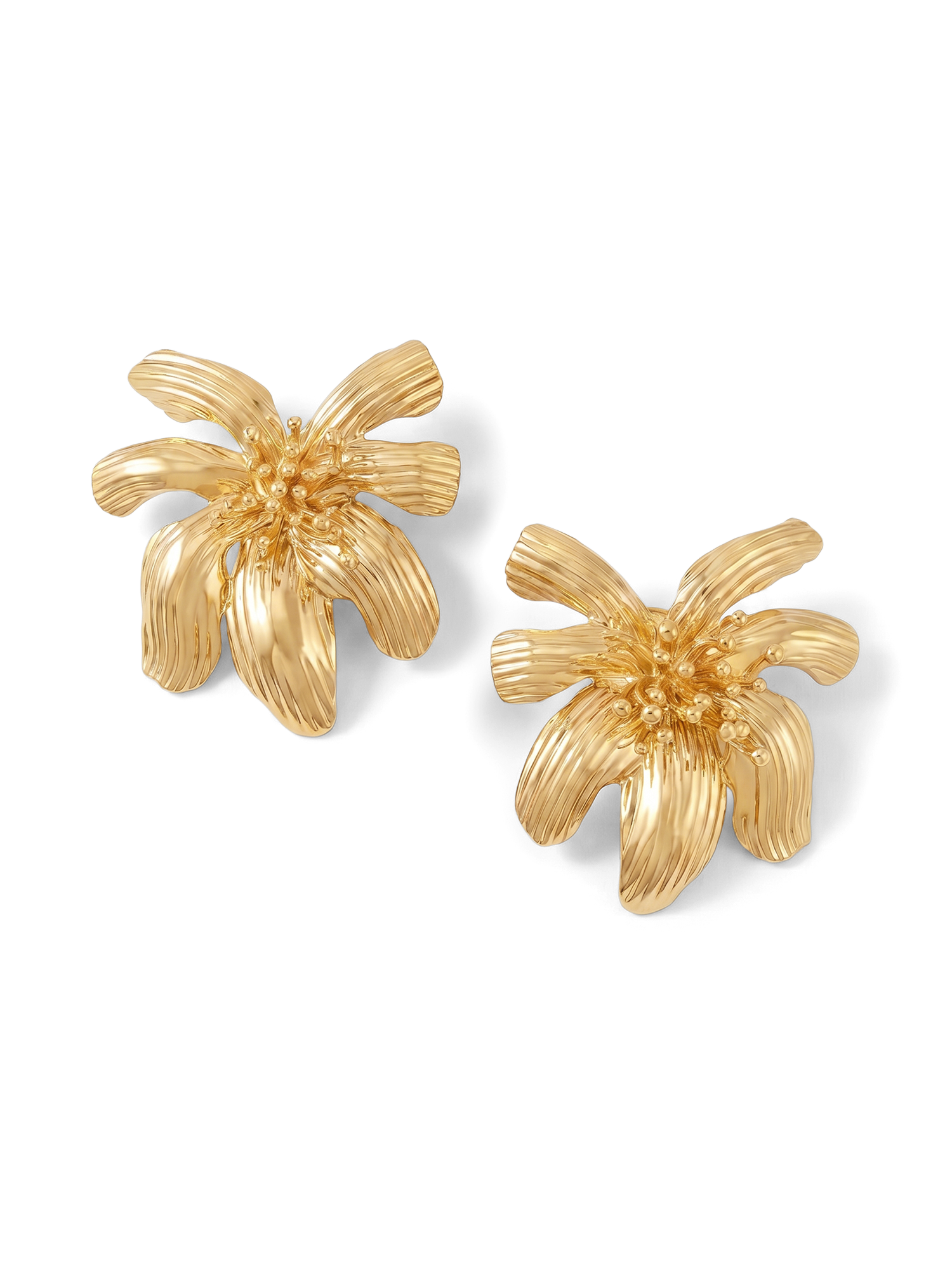 Veronica Beard Gold-toned floral earrings with textured petals and beaded