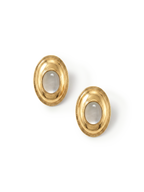 Veronica Beard Gold-toned earrings with a central translucent gray cabochon.