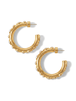 Veronica Beard Gold hoop earrings with small pearls embedded along