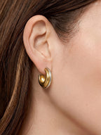 Veronica Beard Two-tone gold and silver chunky hoop earring