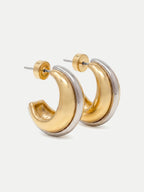 Veronica Beard Two-tone gold and silver chunky hoop earrings.
