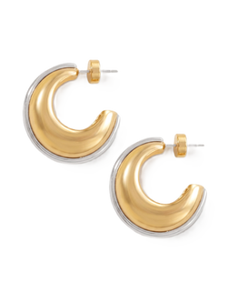 Veronica Beard Two-tone gold and silver chunky hoop earrings