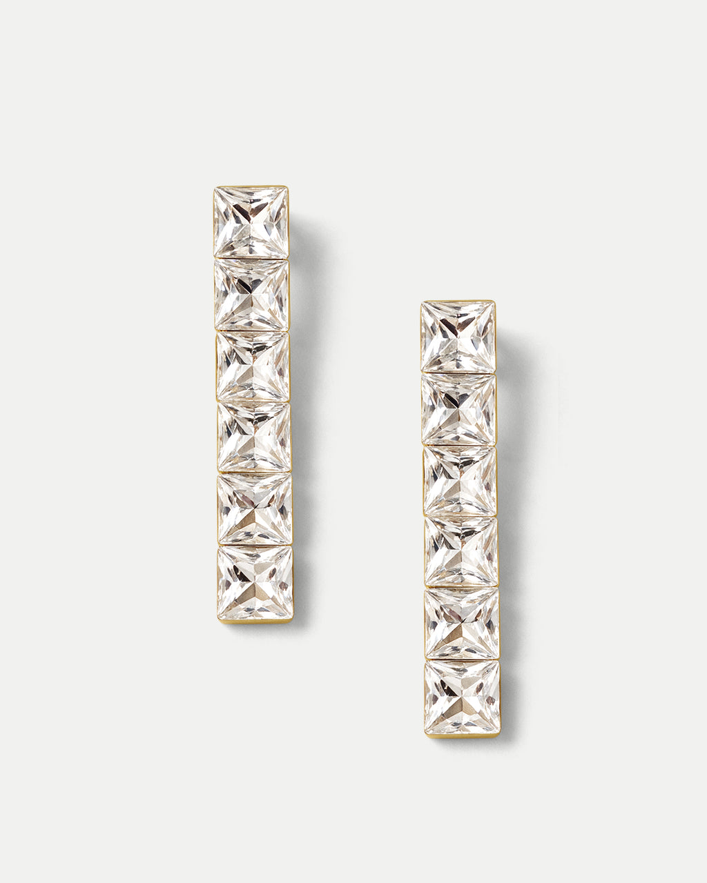 Veronica Beard Gold crystal square drop earrings.