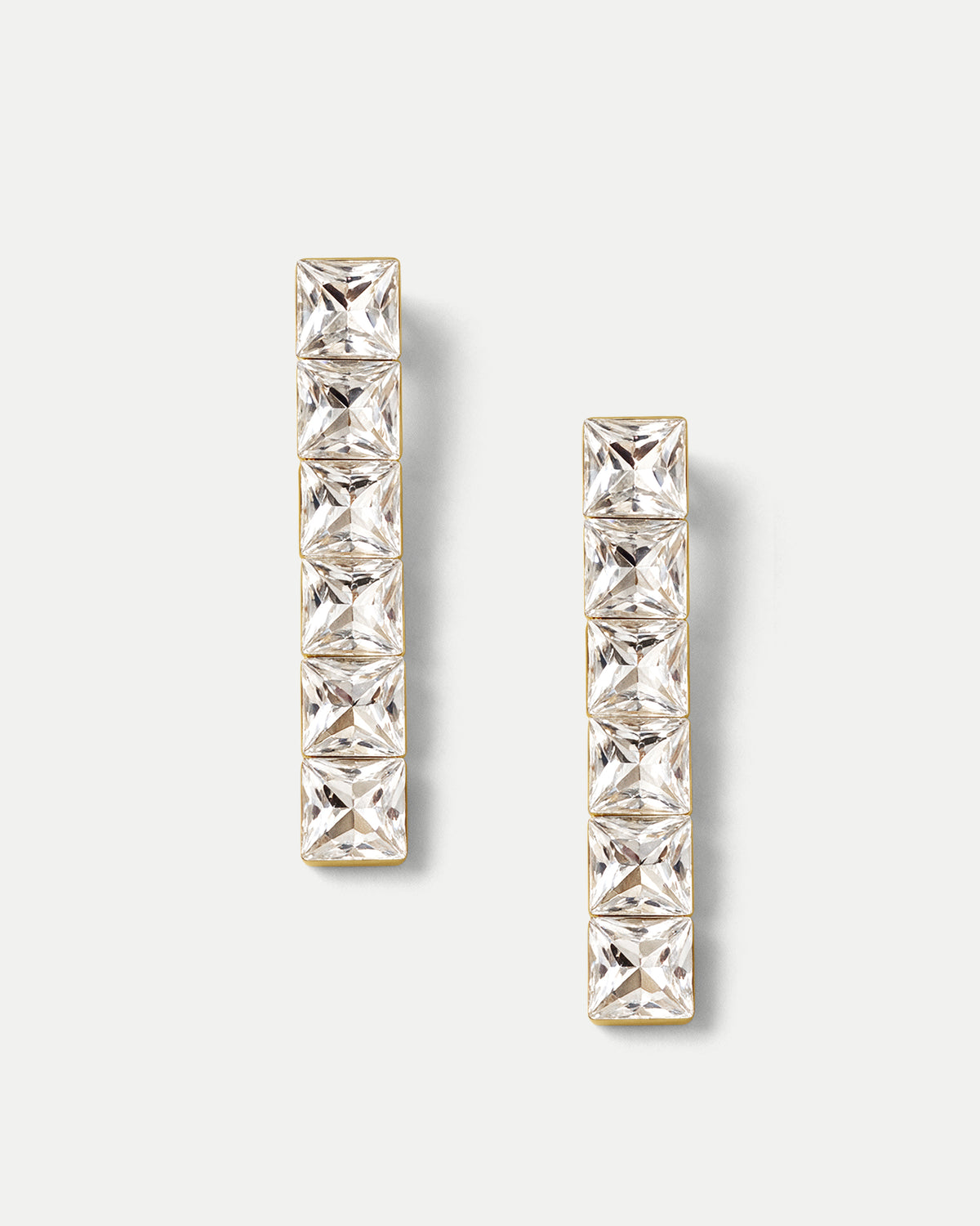 Veronica Beard Gold crystal square drop earrings.