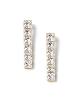 Veronica Beard Gold crystal square drop earrings.