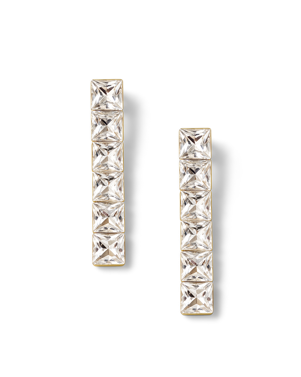 Veronica Beard Gold crystal square drop earrings.