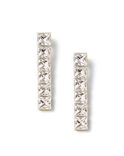 Veronica Beard Gold crystal square drop earrings.