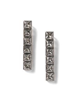 Veronica Beard Silver square crystal drop earrings.