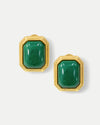 Veronica Beard Green and gold rectangular stone earrings.