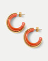 Veronica Beard Orange and gold chunky hoop earrings.