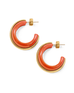 Veronica Beard Orange and gold half-hoop earrings.