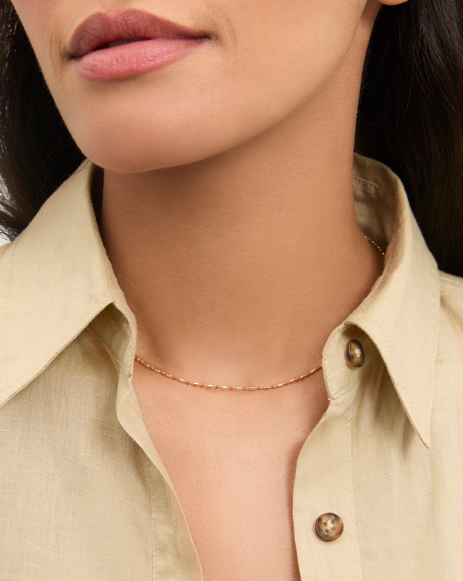 Enamel Bead Chain Necklace in Mauve Veronica Beard