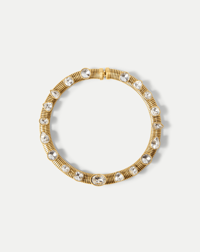 Veronica Beard Crystal Tubogas Collar Necklace - Gold