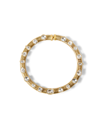 Veronica Beard Crystal Tubogas Collar Necklace Gold