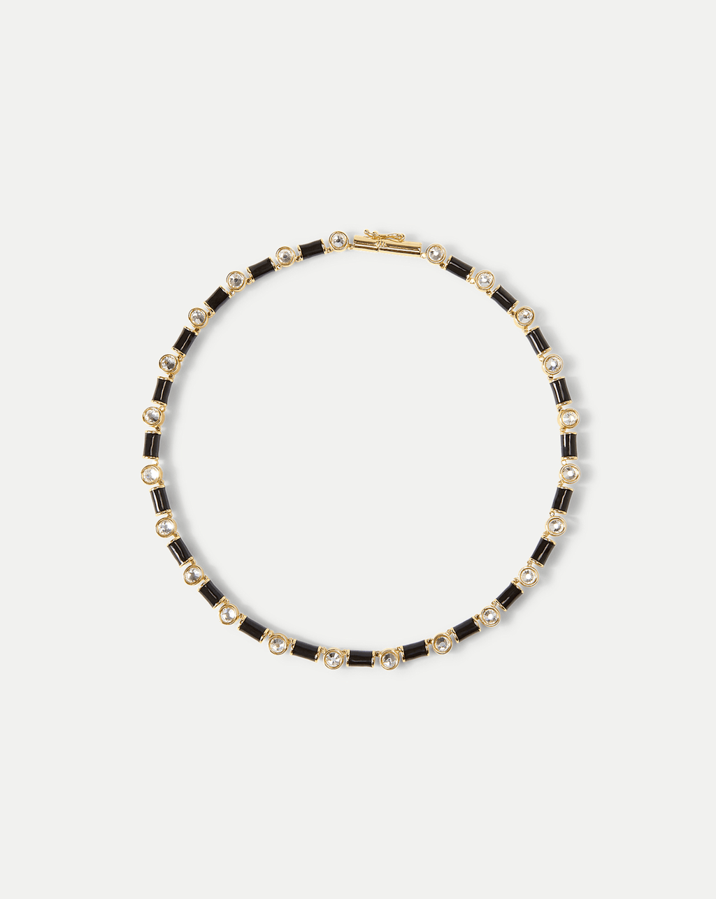 Veronica Beard Black Enamel and Crystal Barrel Necklace - Black