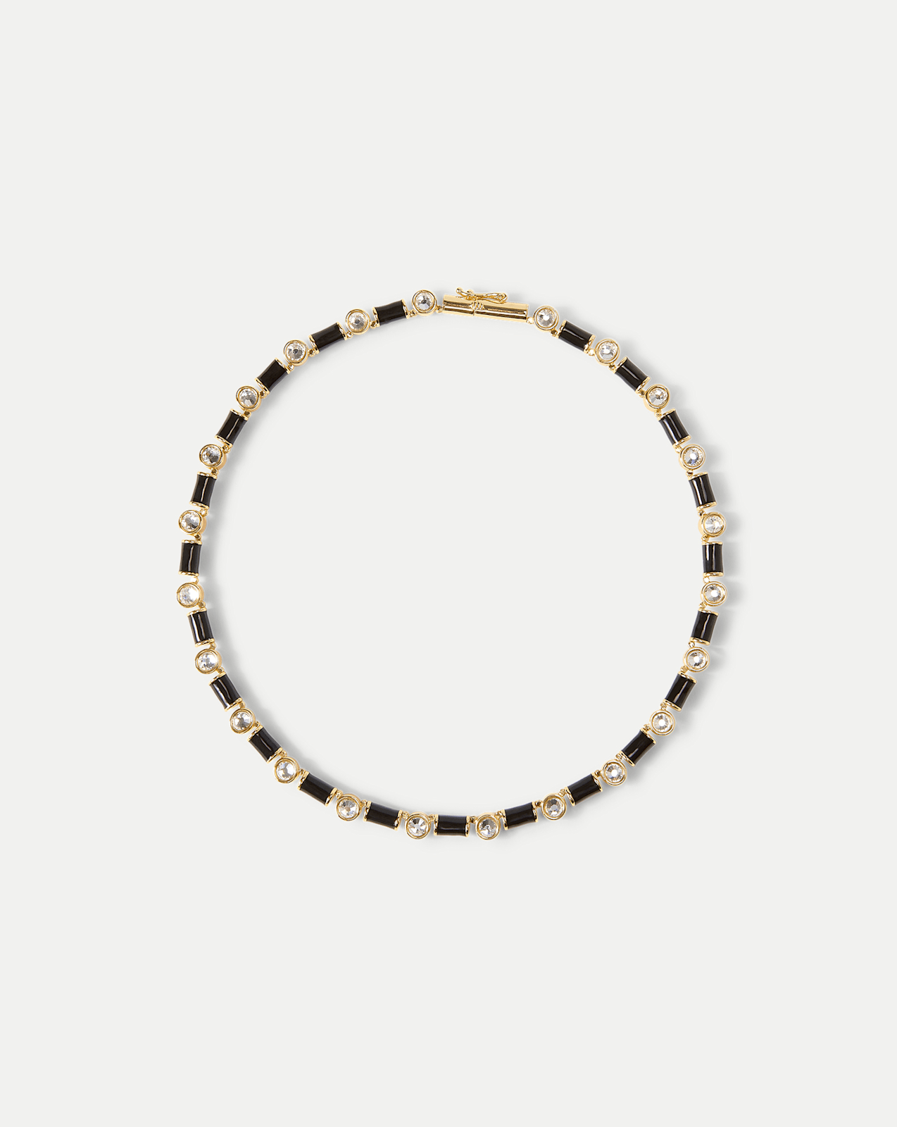 Veronica Beard Black Enamel and Crystal Barrel Necklace - Black