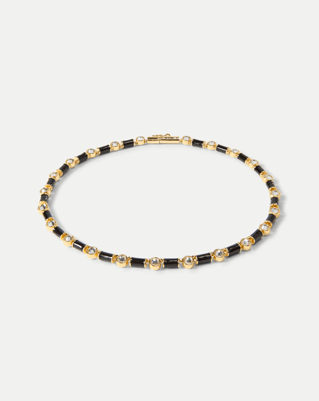 Veronica Beard Black Enamel and Crystal Barrel Necklace