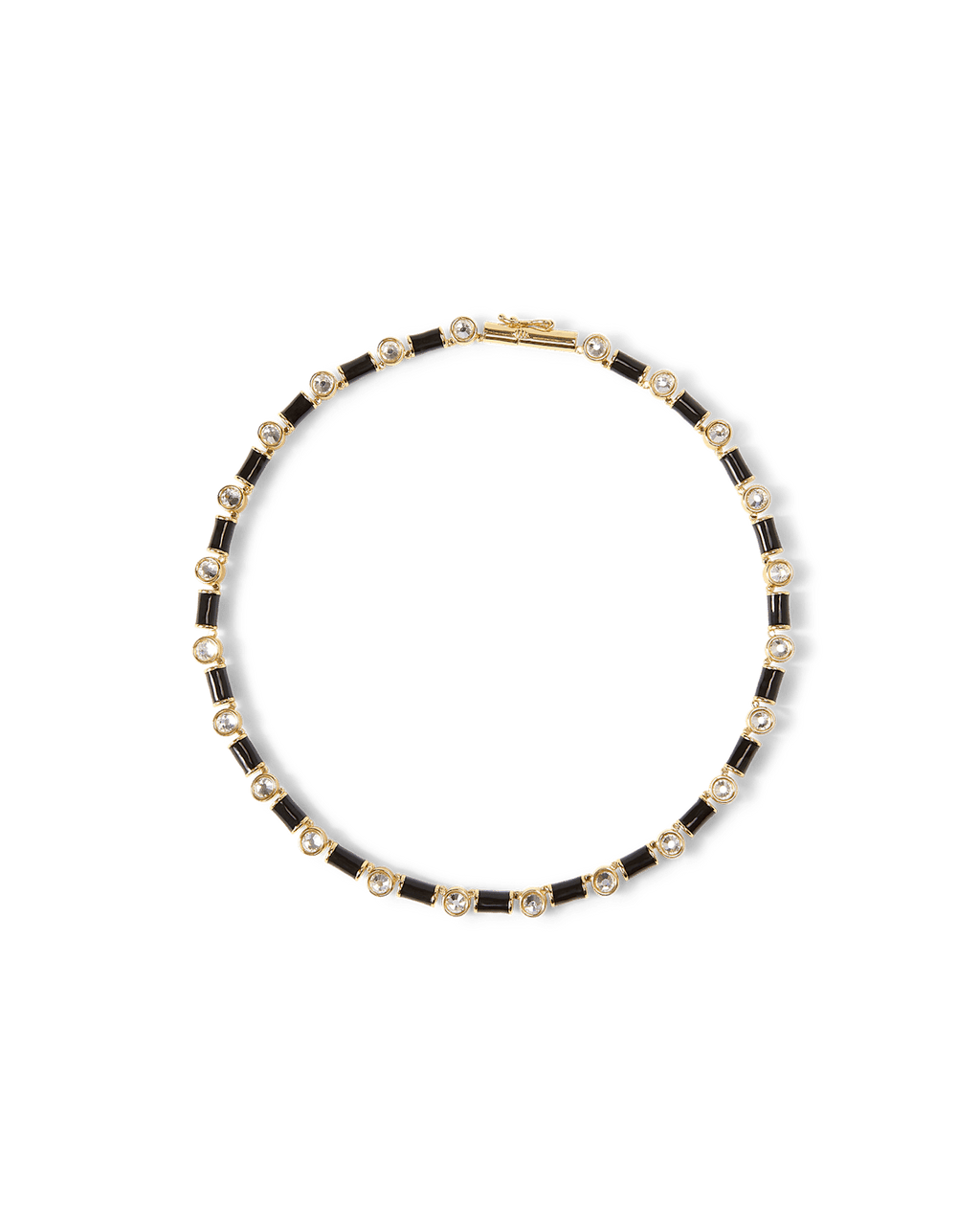 Veronica Beard Black Enamel and Crystal Barrel Necklace Black