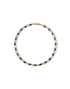Veronica Beard Black Enamel and Crystal Barrel Necklace Black